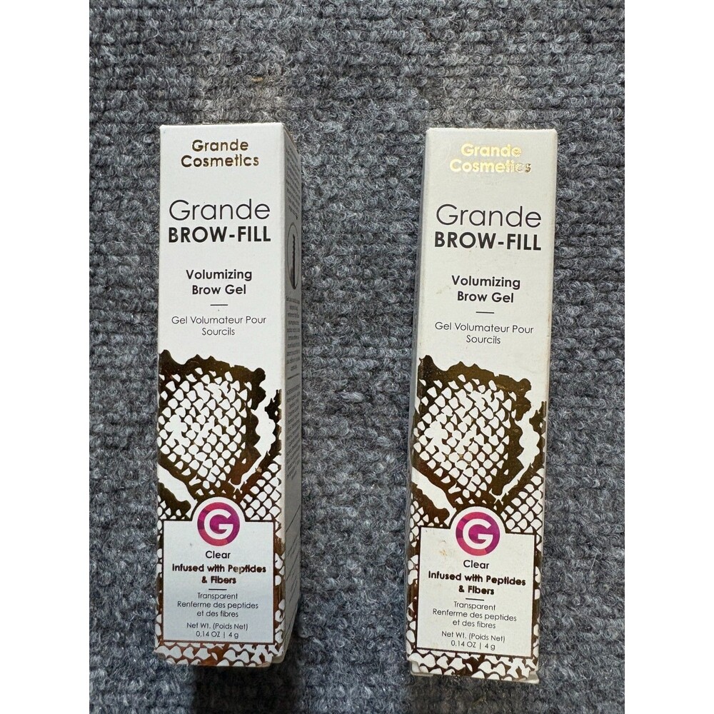 2x Grande Cosmetics Brow-Fill Volumizing Gel in Transparent CLEAR Full Sz .14oz